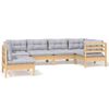 vidaXL 6 pcs conjunto lounge de jardim c/ almofad&otilde;es cinza pinho