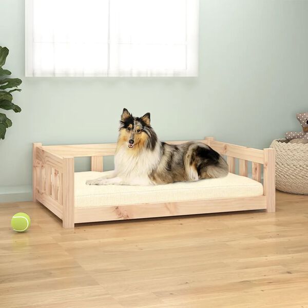 vidaXL Cama para c&atilde;es 95,5x65,5x28 cm madeira de pinho maci&ccedil;a