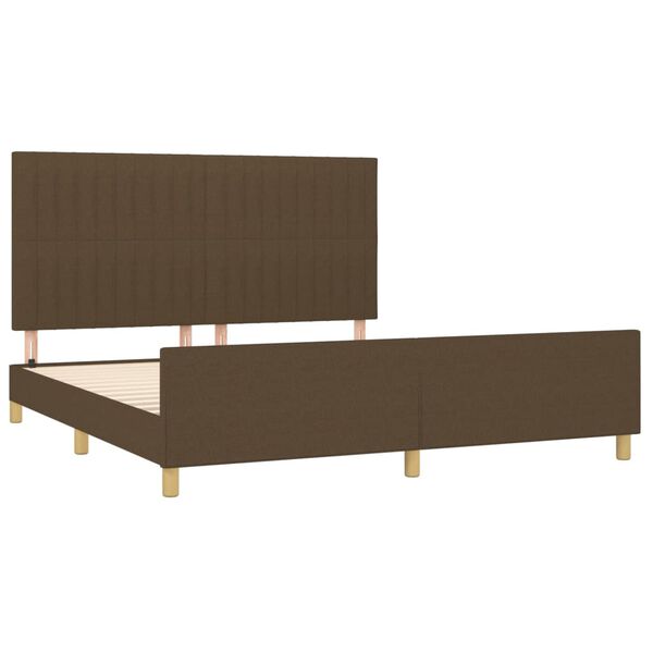 vidaXL Estrutura de cama sem colch&atilde;o 180x200 cm tecido castanho-escuro