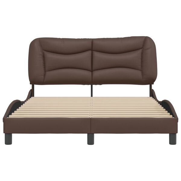 vidaXL Estrutura de cama sem colch&atilde;o Hvar 120x200cm couro artificial castanho