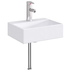 vidaXL Pia de banheiro com torneira e dreno Cromo 39 x 30,5 x 12,5 cm