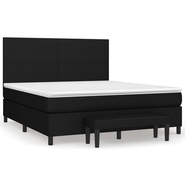 vidaXL Cama com molas/colch&atilde;o 180x200 cm tecido preto