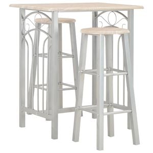 vidaXL 3 pcs conjunto de bar em madeira e a&ccedil;o