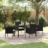 vidaXL Conjunto de Jantar para Jardim com almofada 5 pcs Preto vime PE