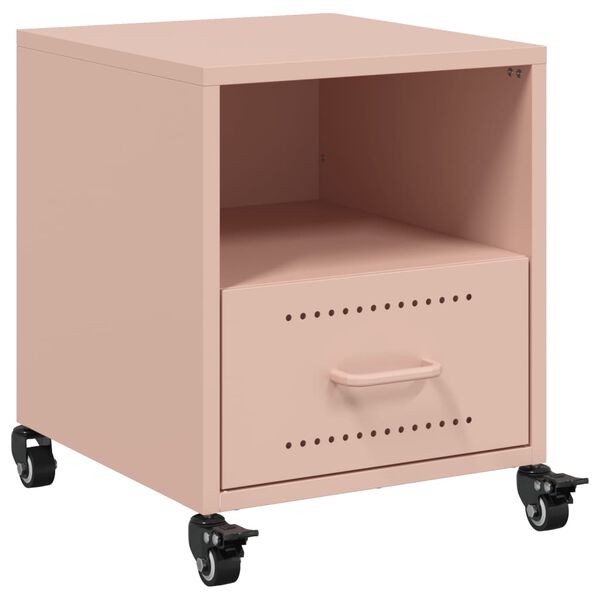 vidaXL Mesa de cabeceira 36x39x43,5 cm aço rosa