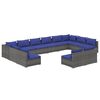 vidaXL 12 pcs conjunto lounge de jardim c/ almofad&otilde;es vime PE cinzento