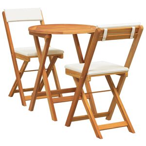 vidaXL Conjunto de Jantar para Jardim com almofada 3 pcs &Oacute;leo Natural