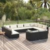 vidaXL 11 pcs conjunto lounge de jardim c/ almofad&otilde;es vime PE preto