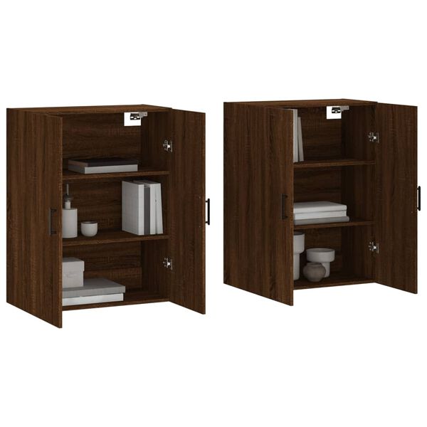 vidaXL Arm&aacute;rios de parede 2 pcs 69,5x34x90 cm carvalho castanho