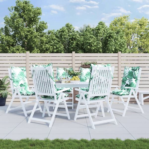 vidaXL Almofad&otilde;es p/ cadeira encosto alto 6 pcs tecido oxford folhas