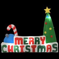 vidaXL Árvore insuflável Merry Christmas c/ decorações LED 240x188 cm