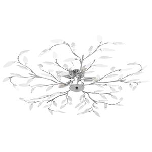 vidaXL Candeeiro teto bra&ccedil;os folhas de cristal acr&iacute;lico 5 E14 branco