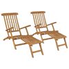 vidaXL Cadeiras de jardim c/ apoios de p&eacute;s 2 pcs teca maci&ccedil;a