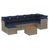 vidaXL Conjunto de sof&aacute; de jardim com 8 pe&ccedil;as e almofadas em rattan sint&eacute;tico cinza