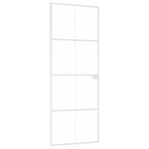 vidaXL Porta interior 76x201,5cm vidro temperado/alum&iacute;nio fino branco