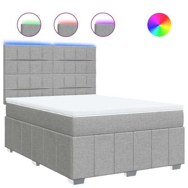 vidaXL Cama com molas/colch&atilde;o 160x200 cm tecido cinzento-claro