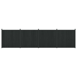 vidaXL Painel de Cerca 4 unid. 705 x 186,5 cm WPC e Alum&iacute;nio Preto