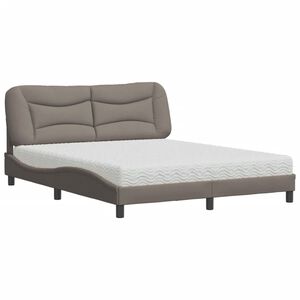 vidaXL Cama com colch&atilde;o Hvar 160x200 cm tecido castanho-acinzentado