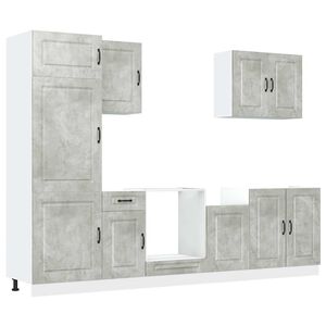 vidaXL 7 pe&ccedil;as arm&aacute;rio de cozinha conjunto Kalmar cinzento cimento