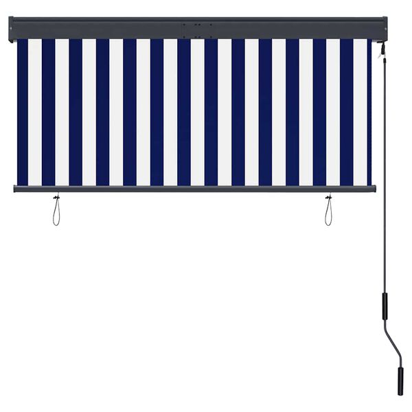vidaXL Estore de rolo para exterior 140x250 cm azul e branco