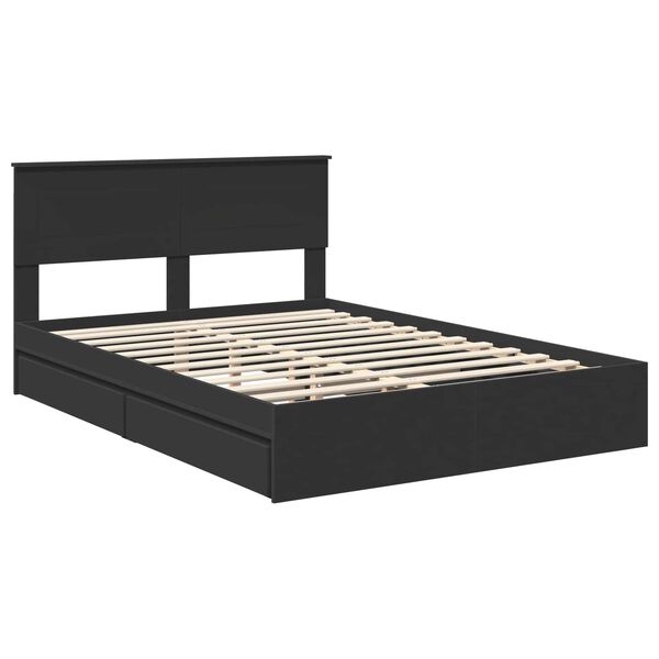 vidaXL Cama com Armazenamento Preto 140 x 190 cm Madeira processada