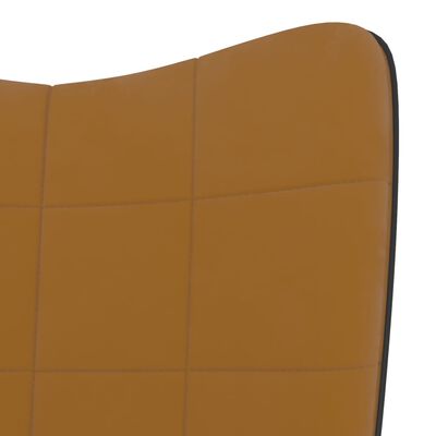 vidaXL Cadeira de descanso com banco PVC e veludo castanho