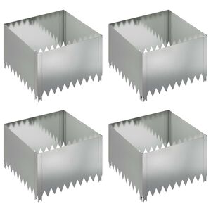 vidaXL Acabamento para Gramado 4 pcs 60 x 60 x 35 cm A&ccedil;o Prateado