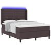 vidaXL Cama Box Spring LED Marrom Escuro 140 x 200 cm tecido
