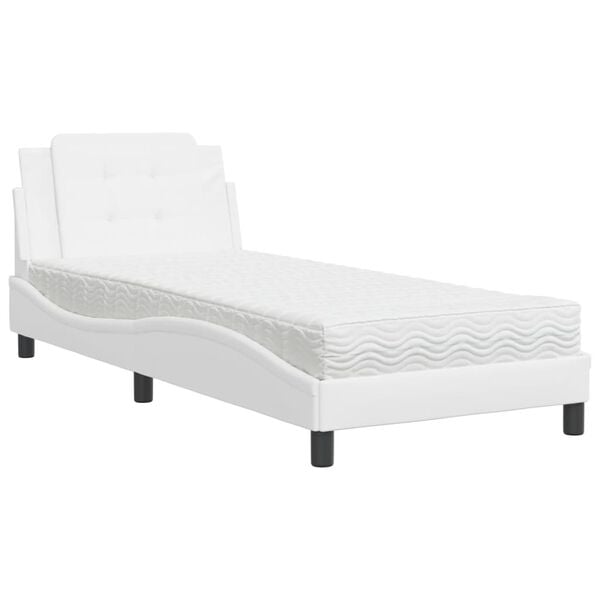 vidaXL Estrutura de cama sem colch&atilde;o Zadar 80x200 cm couro artificial branco