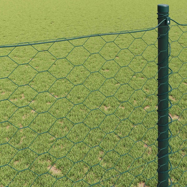 vidaXL Cerca Hexagonal Verde 0.8 x 50 m Aço