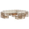 vidaXL Conjunto de Sof&aacute;s para Exterior 14 pcs Natural e Branco Creme