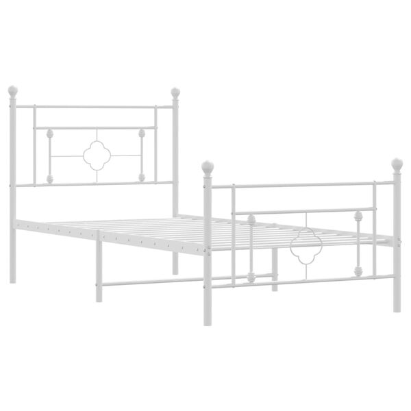 vidaXL Estrutura de cama com cabeceira e p&eacute;s 100x190 cm metal branco