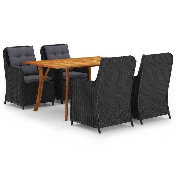 vidaXL 5 pcs conjunto de jantar para jardim preto