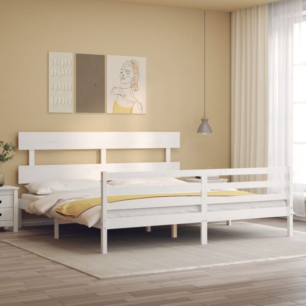vidaXL Estrutura cama Super King Size c/ cabeceira madeira branco