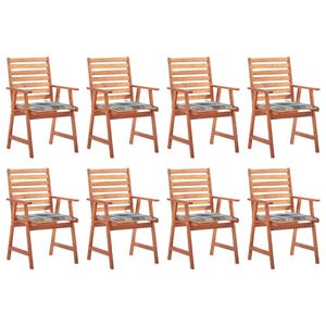 vidaXL Cadeiras de jantar p/ jardim 8 pcs c/ almofad&otilde;es ac&aacute;cia maci&ccedil;a