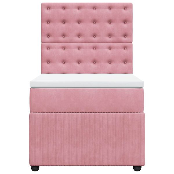 vidaXL Cama com molas/colch&atilde;o 90x190 cm veludo rosa