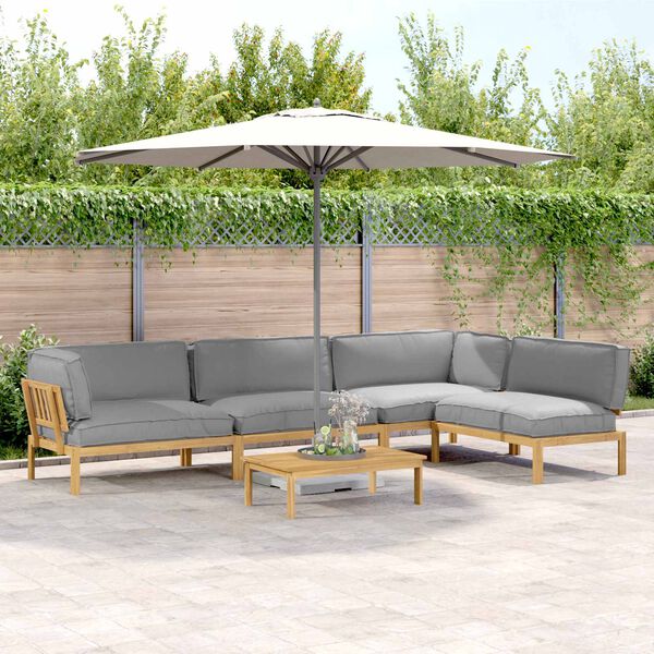 vidaXL Conjunto de Sof&aacute;s Liso 5 pcs Cinzeto Madeira S&oacute;lida de Ac&aacute;cia