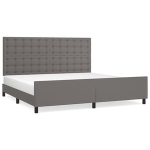 vidaXL Estrutura cama c/ cabeceira 200x200cm couro artificial cinzento