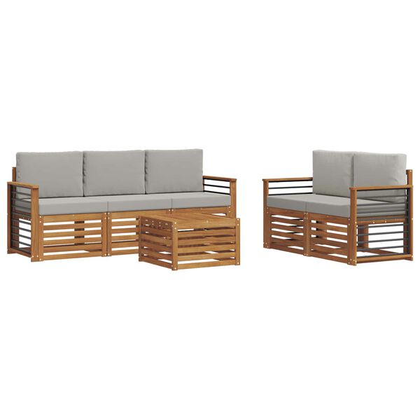 vidaXL Conjuntos de sof&aacute;s com almofada 6 pcs Cinza Natural e Claro