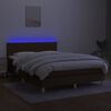 vidaXL Cama box spring c/ colch&atilde;o/LED 140x190cm tecido castanho-escuro