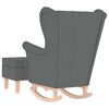 vidaXL Cadeira de baloi&ccedil;o com banco p/ p&eacute;s tecido cinzento-escuro