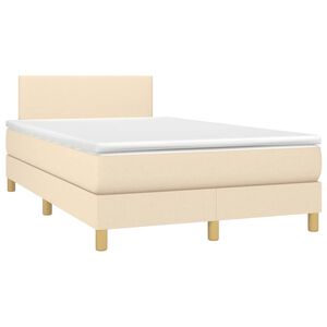 vidaXL Cama boxspring com colch&atilde;o 120x190 cm tecido cor creme