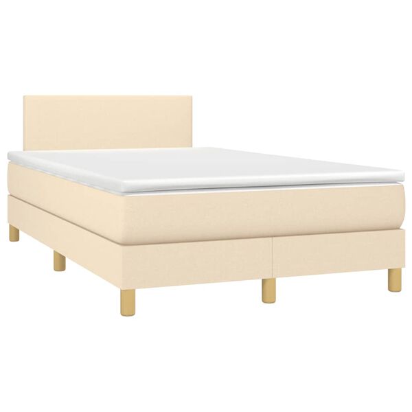 vidaXL Cama boxspring com colch&atilde;o 120x190 cm tecido cor creme