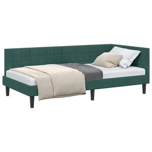 vidaXL Estrutura de Cama de Canto Verde Escuro 90 cm x 200 cm Veludo