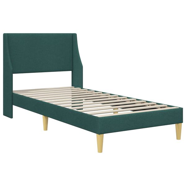 vidaXL Estrutura da Cama com cabeceira Verde Escuro 90 x 200 cm tecido