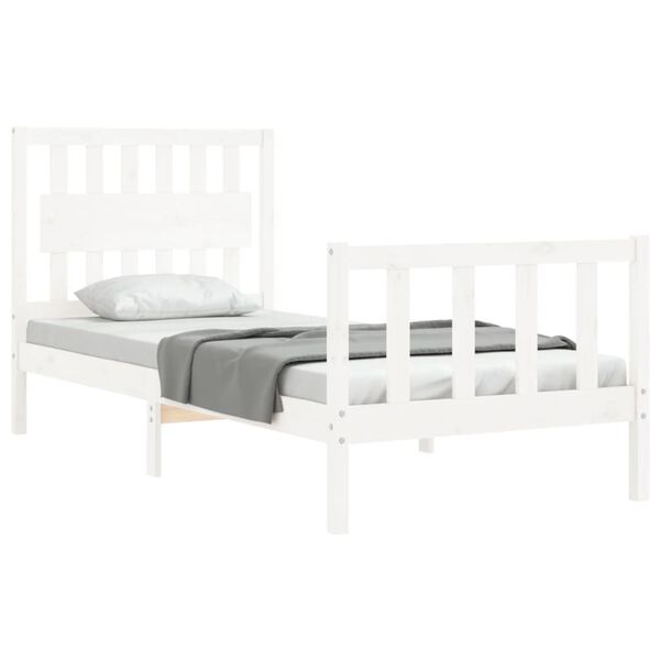 vidaXL Cama sem colch&atilde;o 90x200 cm madeira de pinho maci&ccedil;a branco