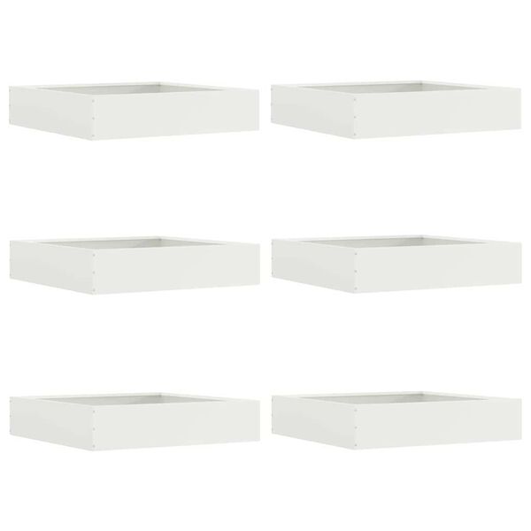 vidaXL Acabamento para Gramado 6 pcs Branco 60 x 60 x 13 cm A&ccedil;o