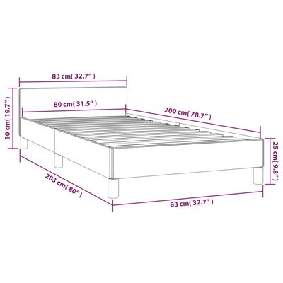 vidaXL Estrutura de cama c/ cabeceira couro artificial 80x200 cm creme