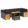 vidaXL 8 pcs conjunto sof&aacute;s de jardim com almofad&otilde;es vime PE preto