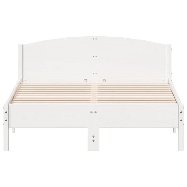 vidaXL Cama sem colch&atilde;o 135x190 cm madeira de pinho maci&ccedil;a branco